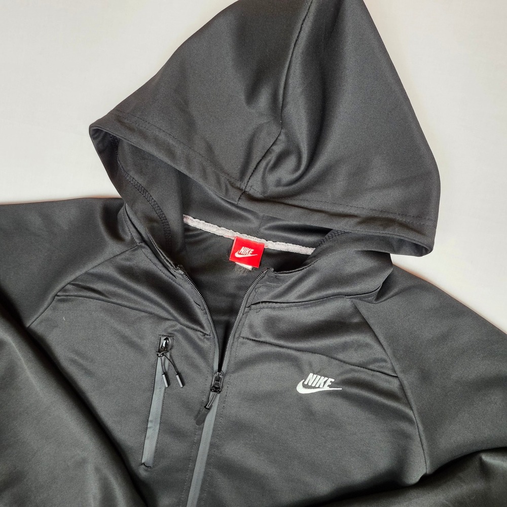 Nike Full Zip Fleece Hoodie Mens XL Black Raglan Sleeve Polyester Blend - Picture 9 of 10